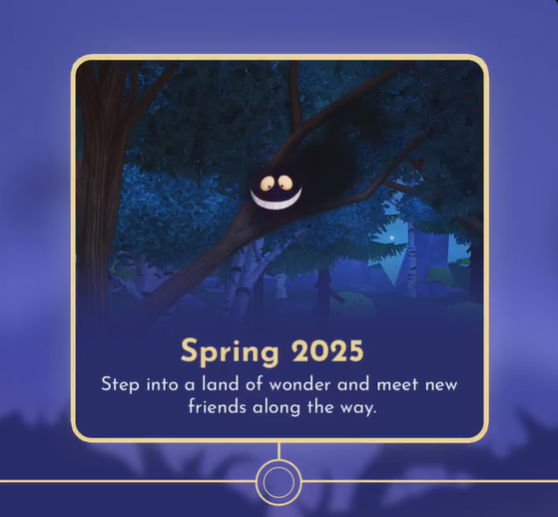Teaser image showing Cheshire Cat’s grin in Disney Dreamlight Valley Spring 2025 update.