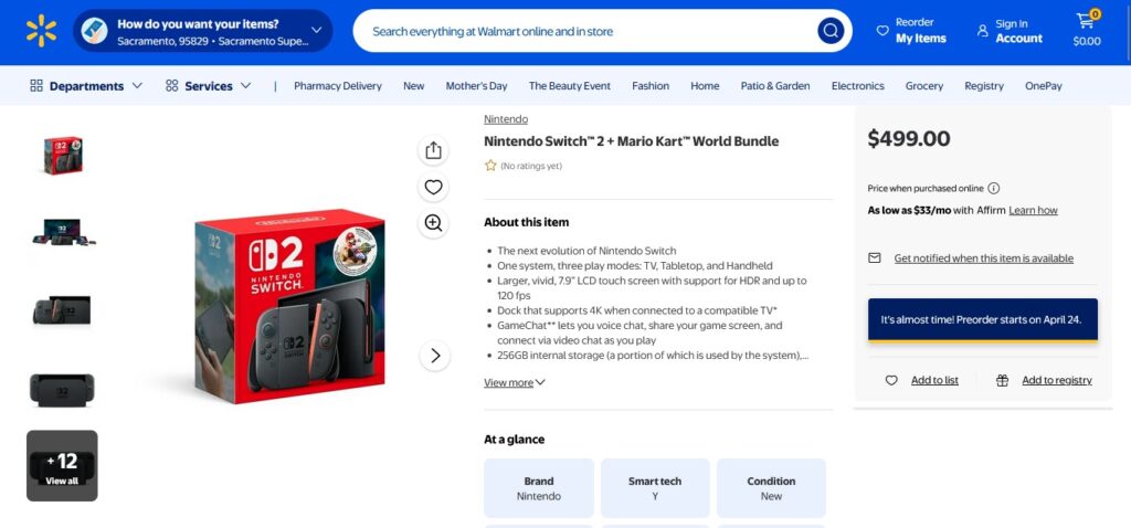Official Nintendo Switch 2 console bundle available for Walmart pre-order