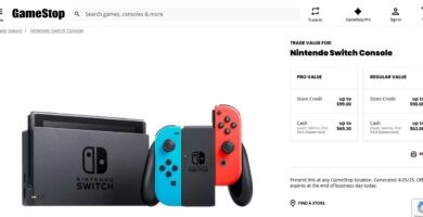 GameStop Nintendo Switch 2 pre-order promotion showing trade-in values for Switch, OLED, and Lite models.