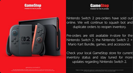 GameStop cancels bot and duplicate orders to reopen Nintendo Switch 2 pre-orders