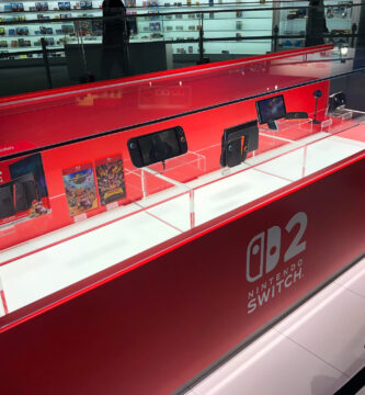 Nintendo Switch 2 display inside Nintendo Museum glass showcase in Kyoto