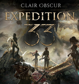 Promotional art of Clair Obscur: Expedition 33 featuring main characters and turn-based battle scene