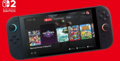 Nintendo Switch 2 console with game displayed on screen.