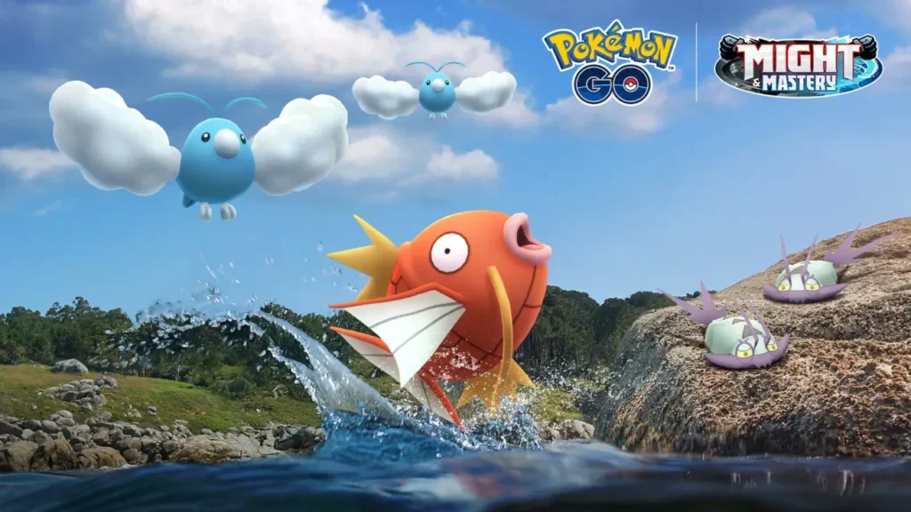 Pokémon GO Growing Up Event featuring Baby Pokémon like Riolu, Happiny, and Mime Jr.
