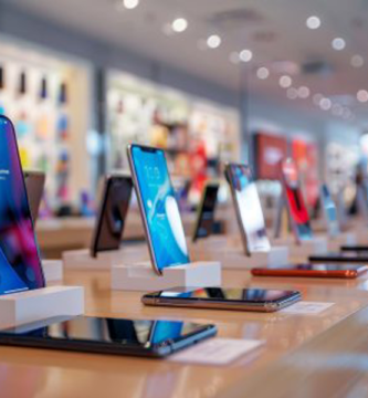 smartphones on store display amid U.S. tariff news
