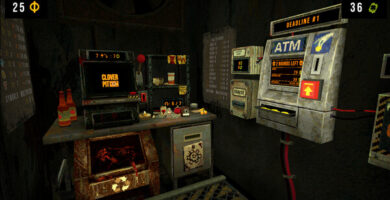 CloverPit horror game screenshot with cursed slot machine and eerie prison cell