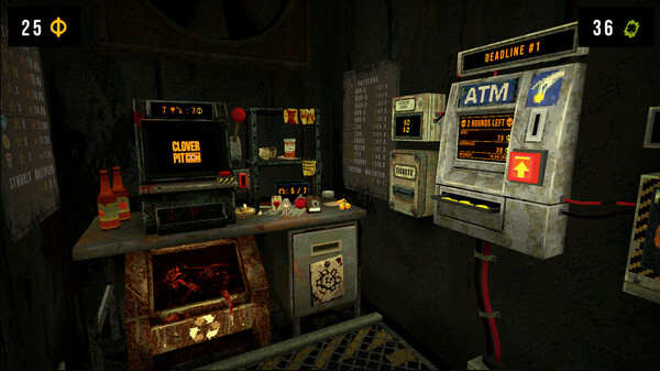 CloverPit horror game screenshot with cursed slot machine and eerie prison cell