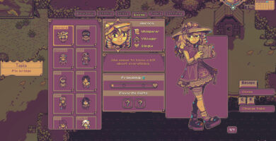 Neverway pixel art scene showing protagonist Fiona farming near a haunted forest