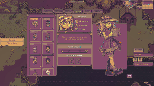 Neverway pixel art scene showing protagonist Fiona farming near a haunted forest