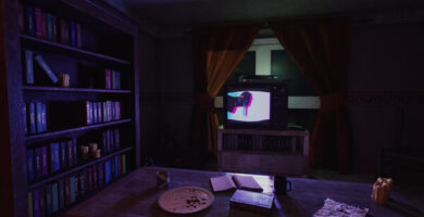 Screenshot of Video Ghastlies survival horror game with VHS-inspired horror visuals