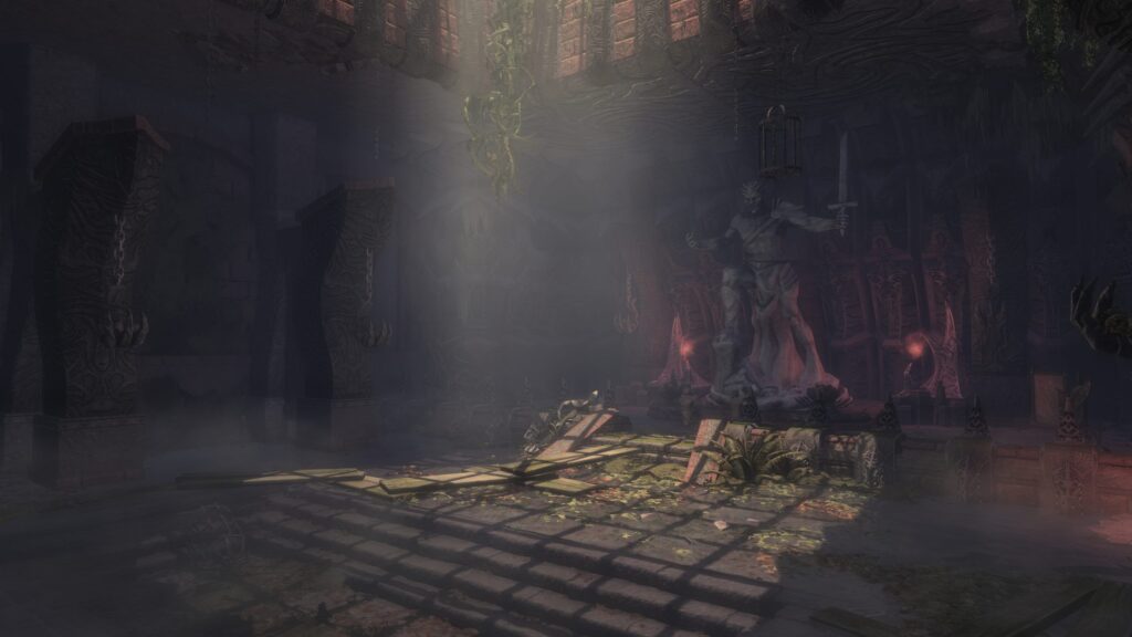 Skywind mod gameplay demo showing quest remake and Daedroth encounter in Skyrim engine