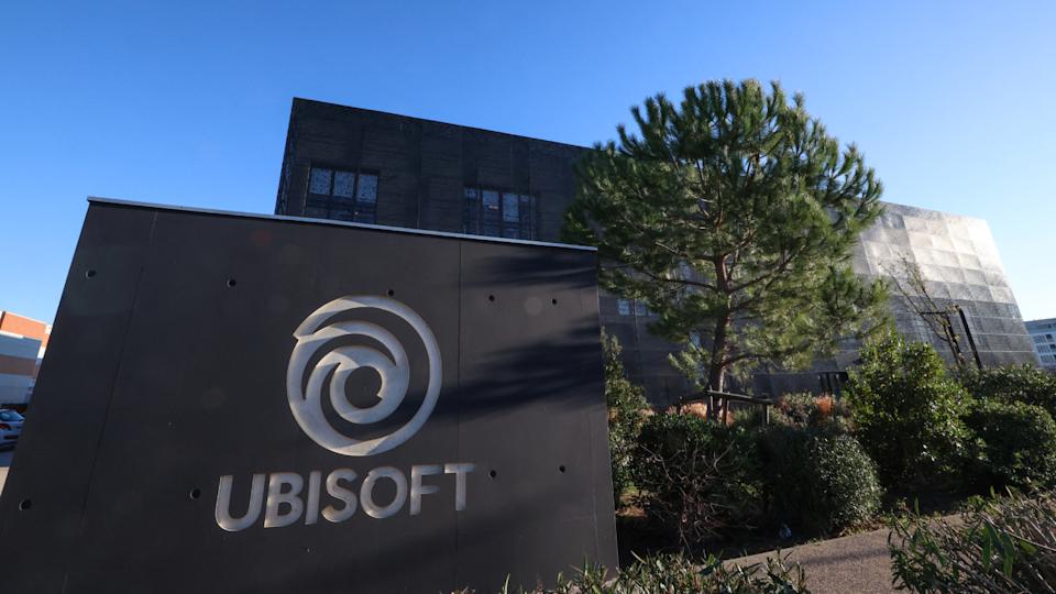 Ubisoft logo on building exterior with financial report overlay – FY 2025 results