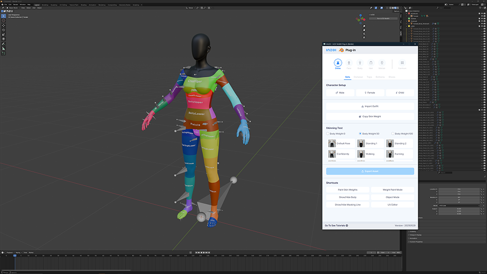 Preview of InZOI mod kit interface showing blender plugins