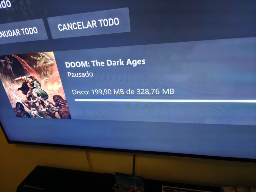 Screenshot showing Doom: The Dark Ages disc install size at 328MB