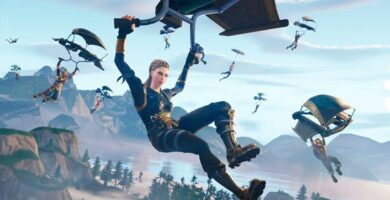 Fortnite character gliding down, showing the mechanics that could be updated in future game modes.