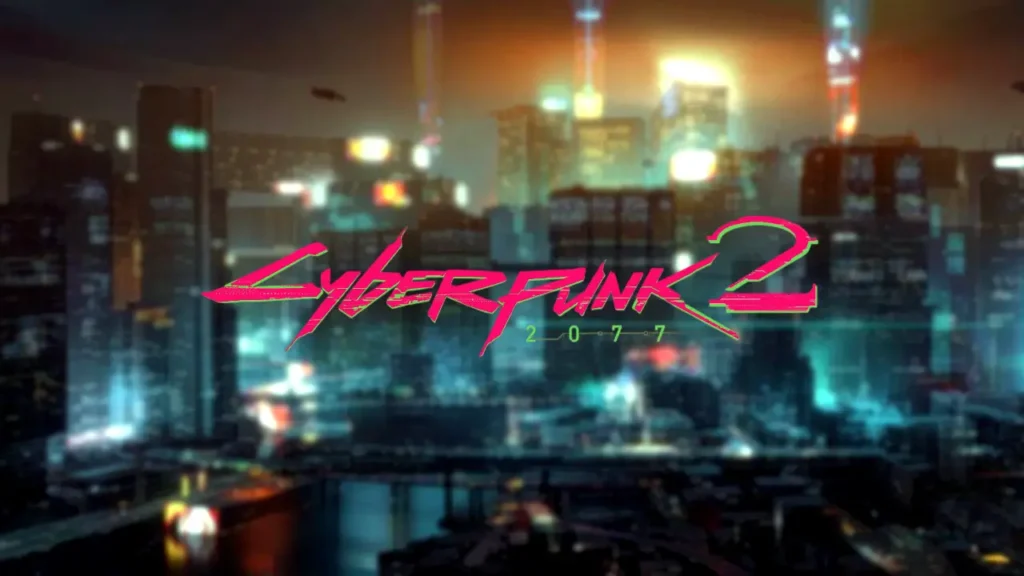 Teaser concept art for Cyberpunk 2077 sequel with a futuristic cityscape beyond Night City