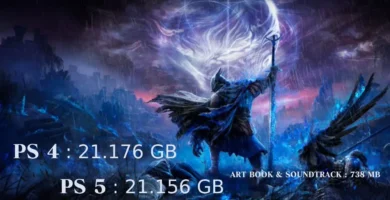 Elden Ring Nightreign PlayStation file size screenshot with artbook and soundtrack details