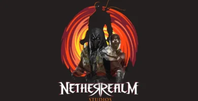 NetherRealm Studios logo with Mortal Kombat 1 character fading into shadows