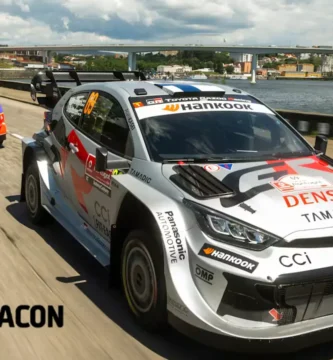Rally car racing on a dirt track, representing the WRC game's transition to Nacon