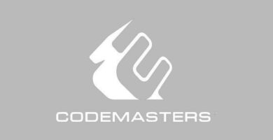 Codemasters logo on a building wall under cloudy sky