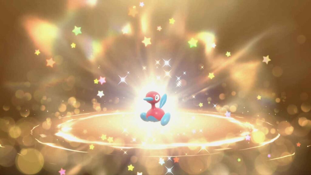 Porygon2 Mystery Gift screen in Pokémon Scarlet and Violet featuring Champion team design