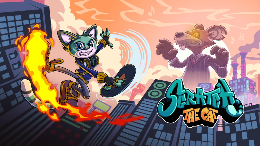 Screenshot of Scratch The Cat, the upcoming PS5 3D platformer featuring a colorful, rhythm-based world with a DJ cat protagonist.
