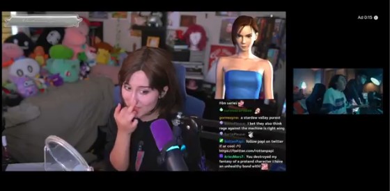Twitch livestream interface showing muted picture-in-picture ad