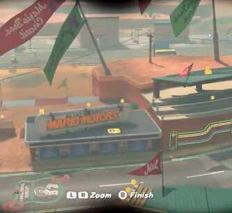 Mario Kart World binocular station feature shown in desert map area
