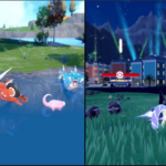 4K screenshots of Pokémon Scarlet and Violet on Nintendo Switch 2 showing improved graphics and Pokémon spawn rates