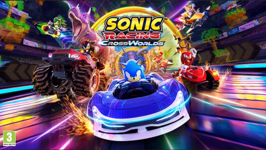 Sonic Racing CrossWorlds promotional art with age rating announcement