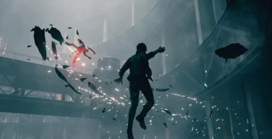 Concept art of Control 2 game world with surreal sci-fi environment