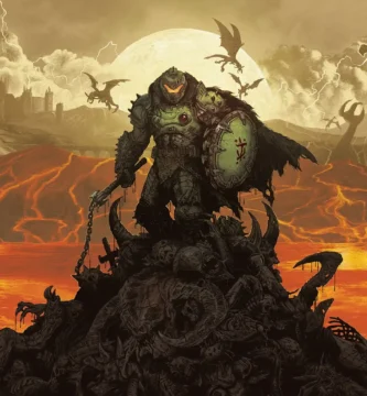 Box art of Doom: The Dark Ages with a note highlighting 85 GB required download