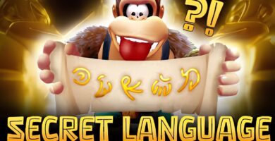 YouTuber 2Chrispy decoding glyph symbols from Donkey Kong Bananza trailer footage