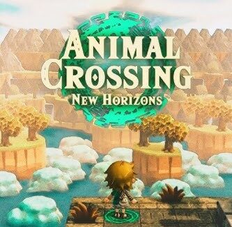 Animal Crossing scene mimicking Zelda: Tears of the Kingdom cutscene with Link and Zelda look-alikes
