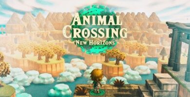 Animal Crossing scene mimicking Zelda: Tears of the Kingdom cutscene with Link and Zelda look-alikes