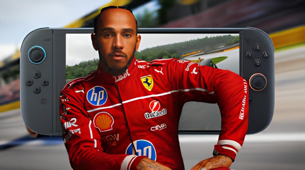F1 25 gameplay screenshot on a Nintendo Switch 2 concept device