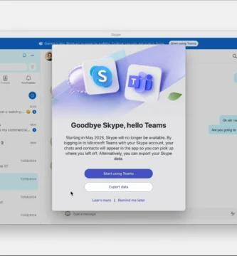 Skype shutdown message on app screen in 2025
