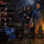 Evil Dead: The Game characters in dark forest with horror-themed environment