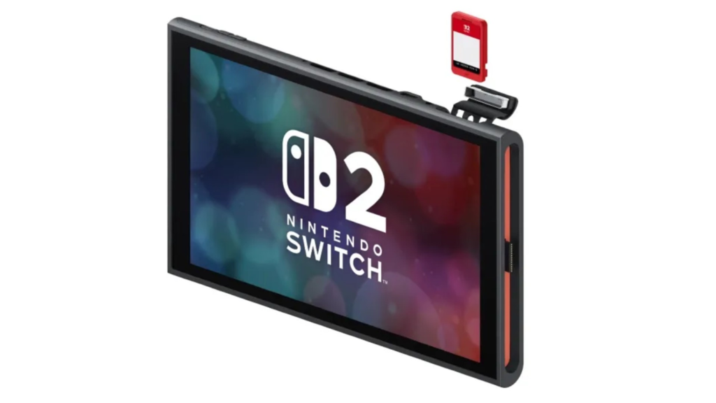 Nintendo Switch 2 console with Game-Key Cards displayed alongside physical game packaging
