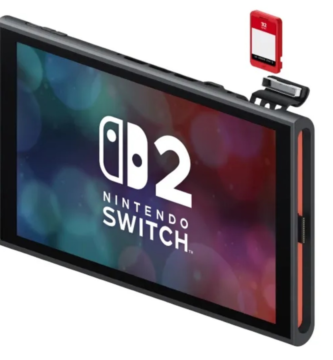 Nintendo Switch 2 console with Game-Key Cards displayed alongside physical game packaging