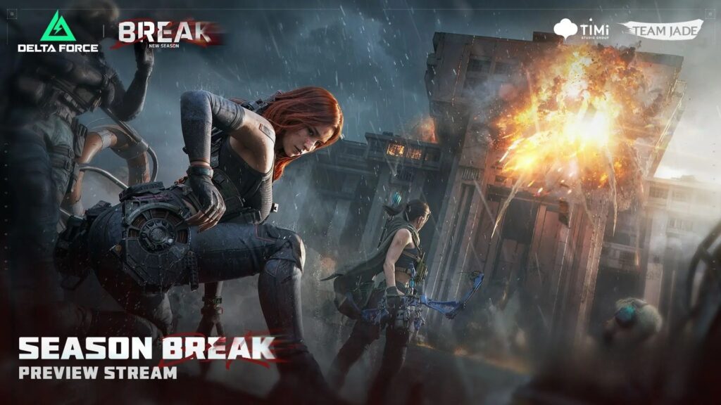 Delta Force Break season gameplay showing new operator Tempest in action with updated map visuals