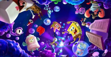 Leaked SpongeBob SquarePants: Titans of the Tide game artwork featuring SpongeBob in action pose