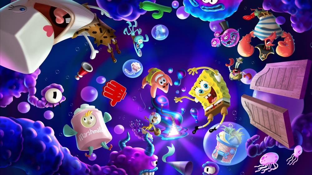 Leaked SpongeBob SquarePants: Titans of the Tide game artwork featuring SpongeBob in action pose