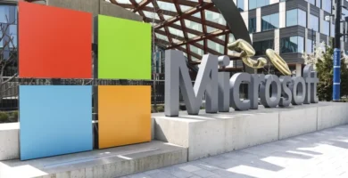 Microsoft logo outside headquarters amid 2025 layoffs