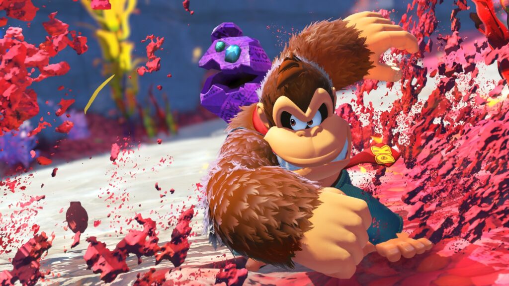 Donkey Kong using Banana Slam in Donkey Kong Bananza
