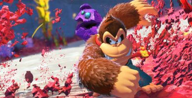 Donkey Kong using Banana Slam in Donkey Kong Bananza