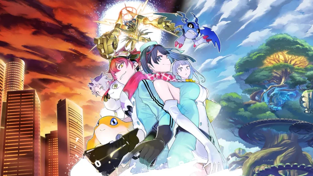 Screenshot of Digimon Story: Time Stranger battle screen showing attribute and personality system