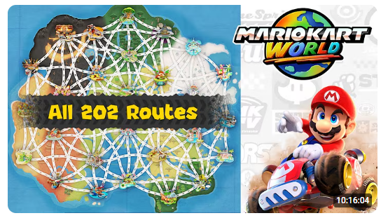 Mario Kart World gameplay showcasing alternate routes on various tracks.