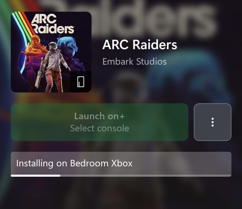Screenshot of ARC Raiders preload file on Xbox dashboard