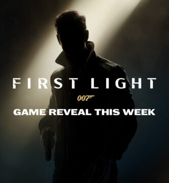 Teaser image of 007 First Light showing mysterious spy character with gun and iconic 007 logo